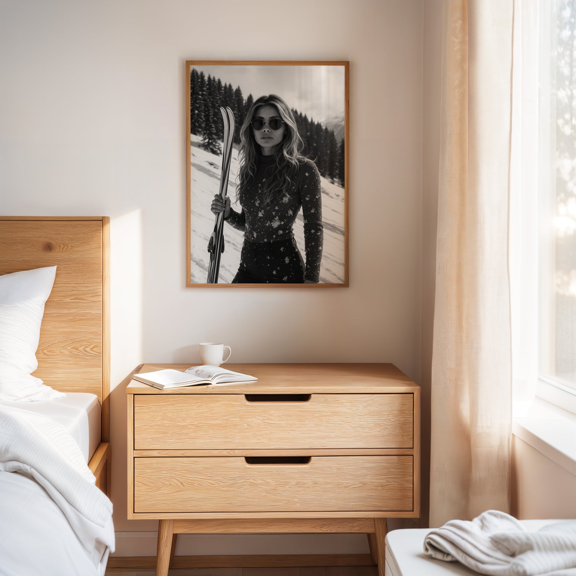 Gallery image 6 for Chic Black & White Ski Adventure Art Print - Modern Wall Decor