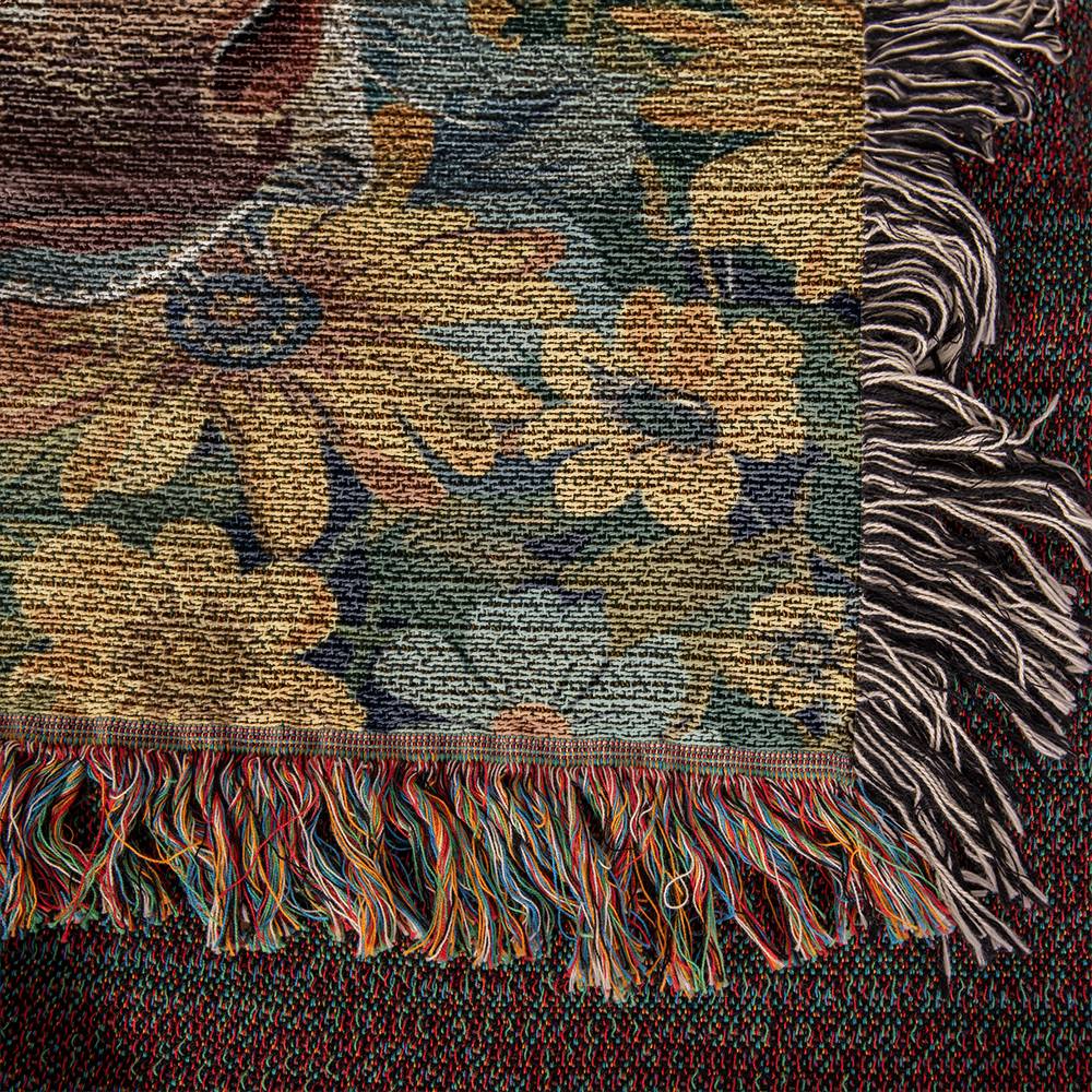 Floral Fable Cow Woven Wool Blanket