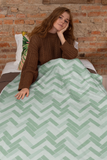 Verdant Herringbone Velveteen Fleece Throw Blanket