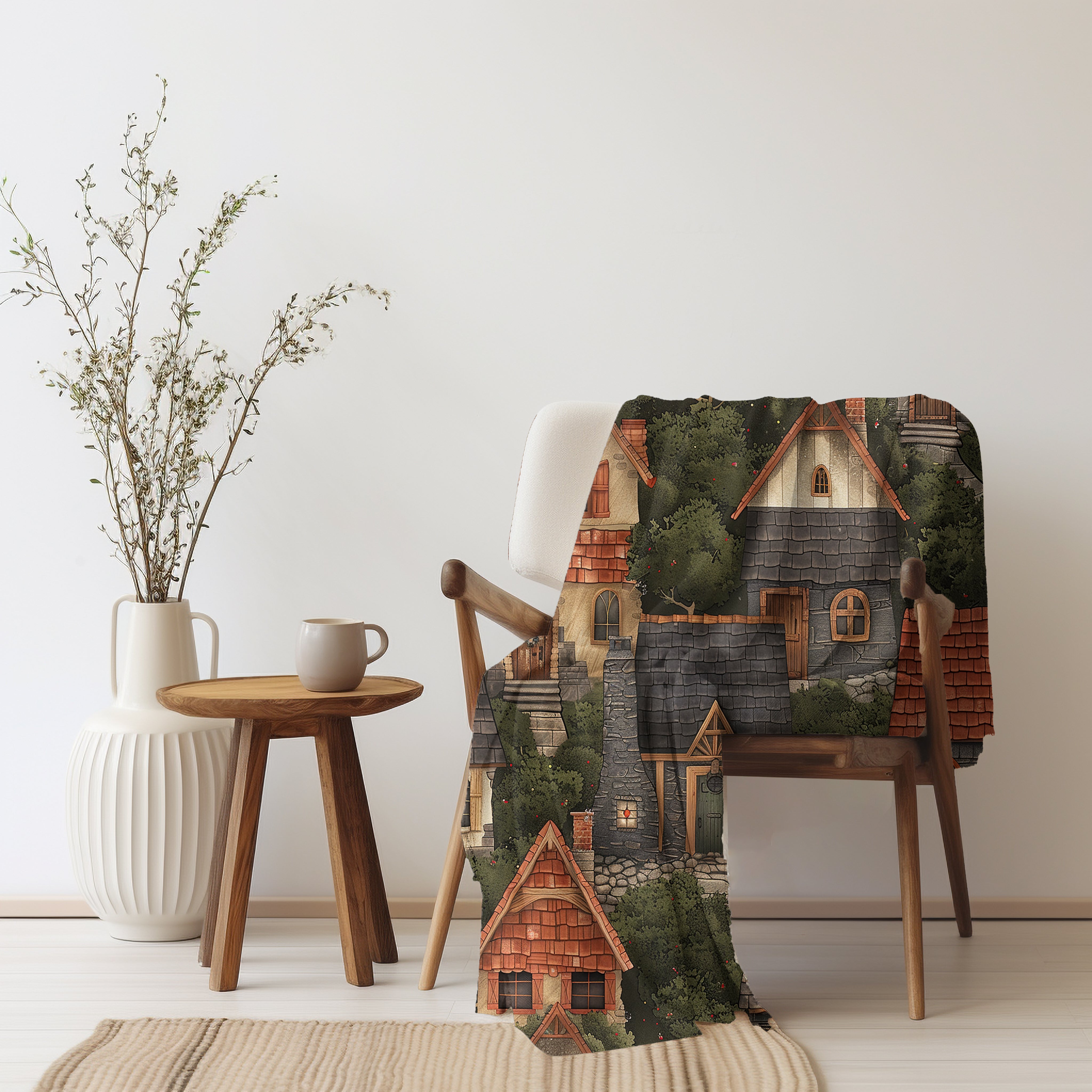 Velveteen Fleece Cottagecore: Enchanted Village