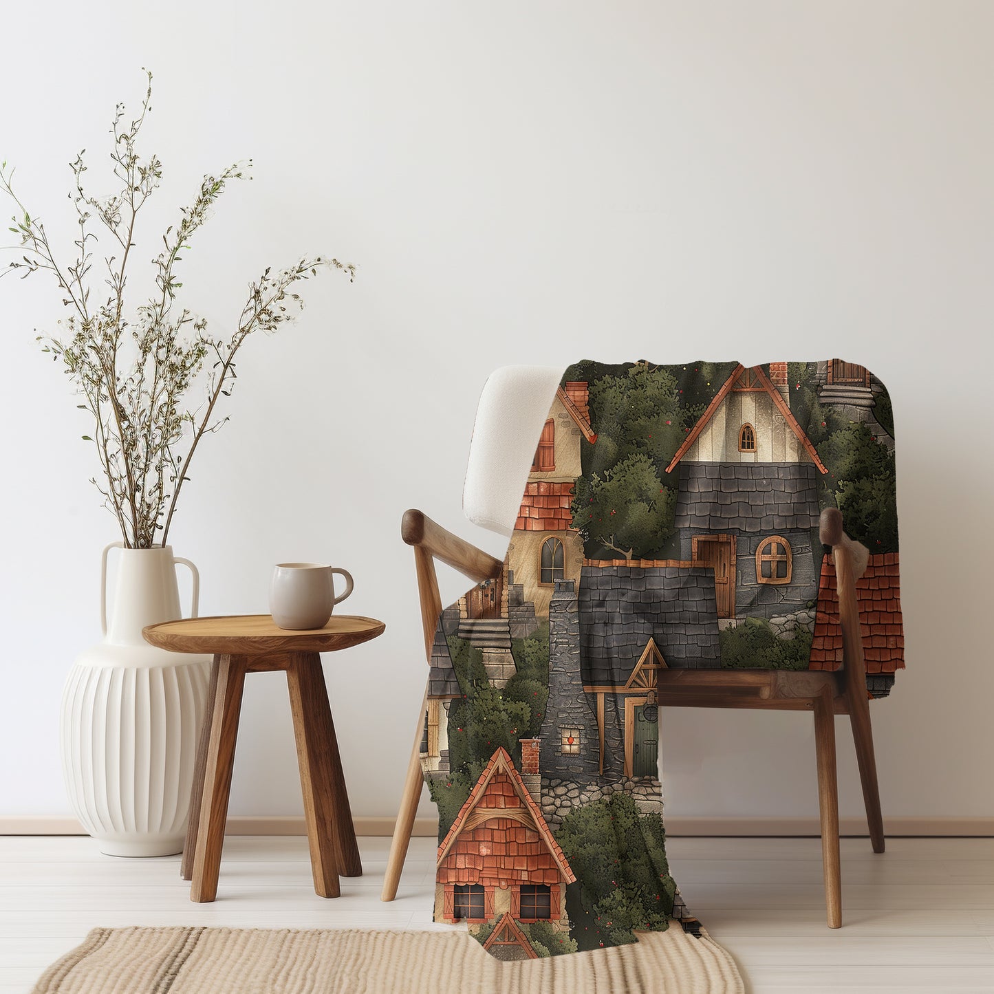 Velveteen Fleece Cottagecore: Enchanted Village