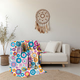 Energetic Circle Pattern Throw Blanket: Luxurious Comfort Plush Throw Blanket - Cozy Velveteen Fleece Accent