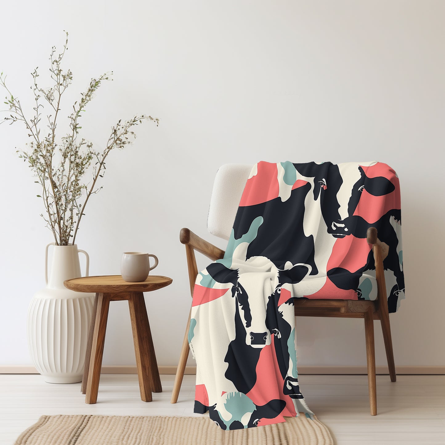 Contemporary Cow Velveteen Fleece Throw Blanket