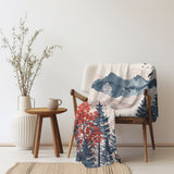 Velveteen Fleece Forest Blanket: Red White and Blue Woodland Beauty