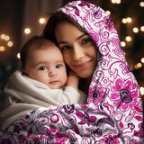 Vivid Vines Pink Passion Velveteen Fleece Throw Blanket