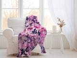 Pink and Magenta Floral Elegance - Velveteen Fleece Throw Blanket