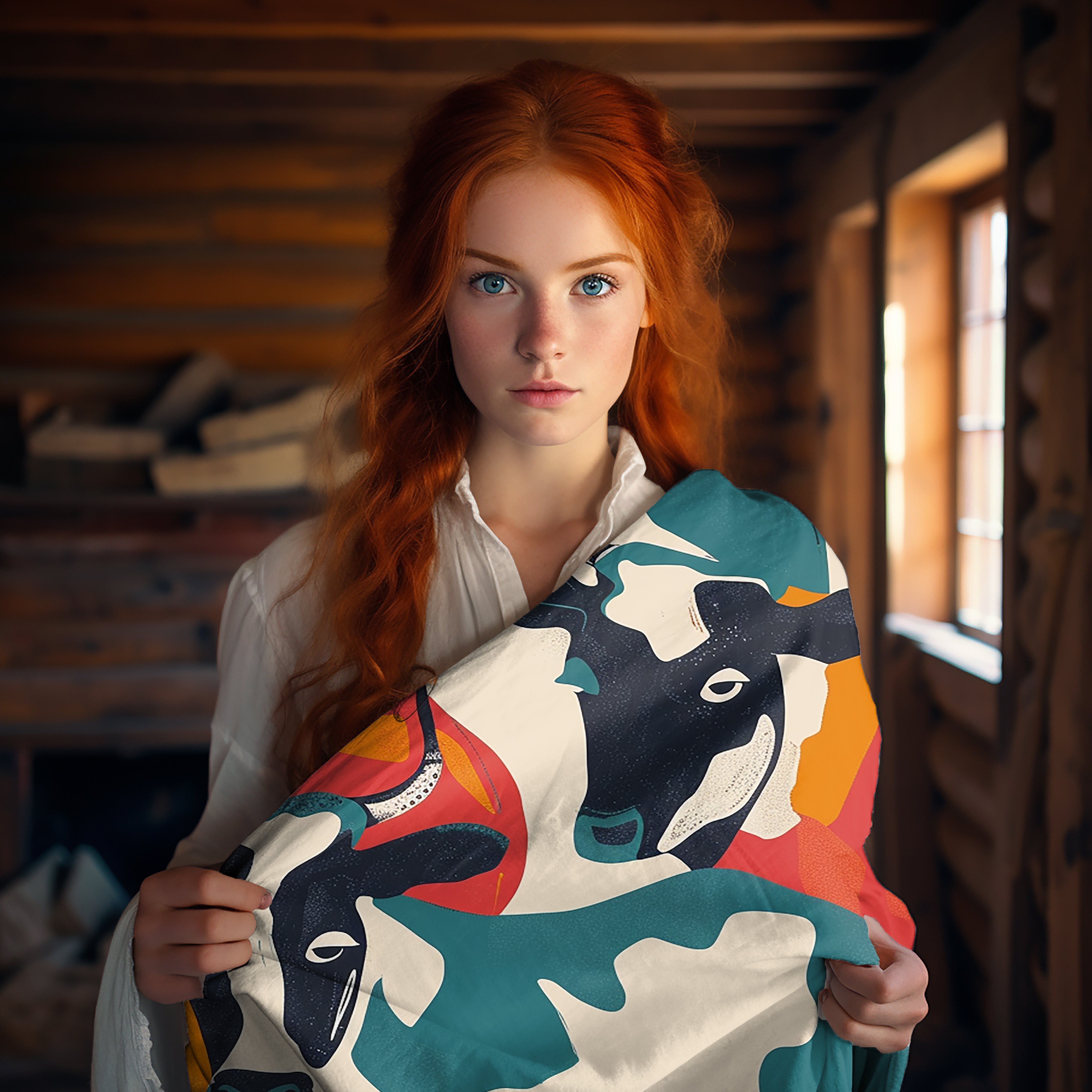 Pop Art Pastures Velveteen Fleece Throw Blanket