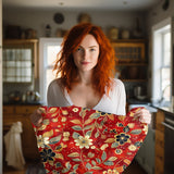 Autumn Harvest Festive Red and Gold Floral Velveteen Fleece Throw Blanket