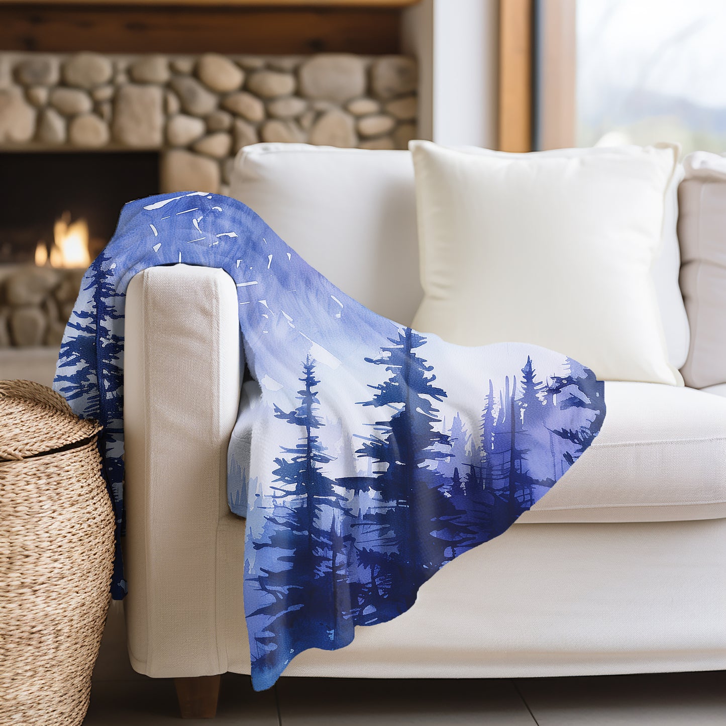 Velveteen Fleece Forest Blanket: Forest Serenity