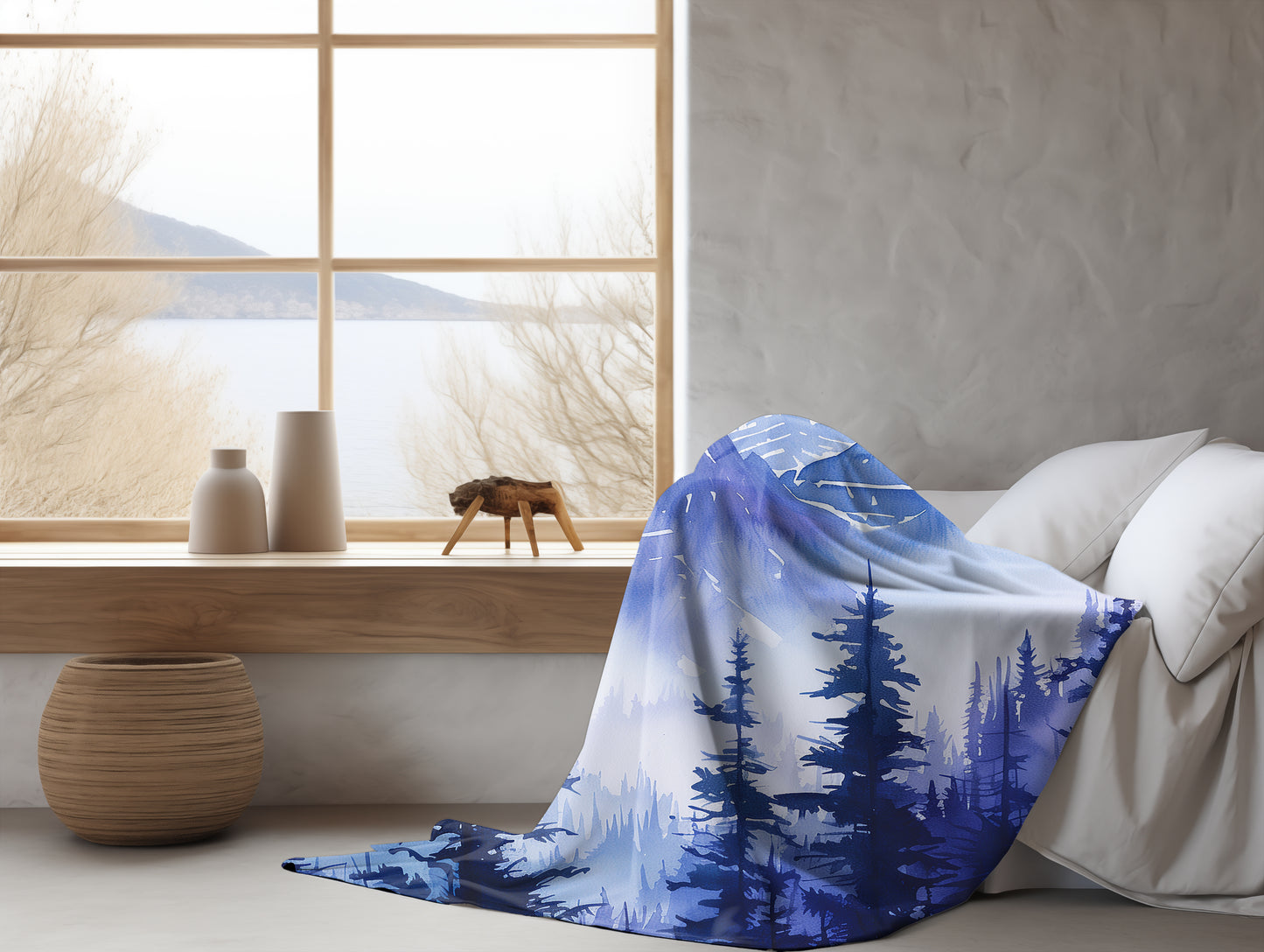 Velveteen Fleece Forest Blanket: Forest Serenity