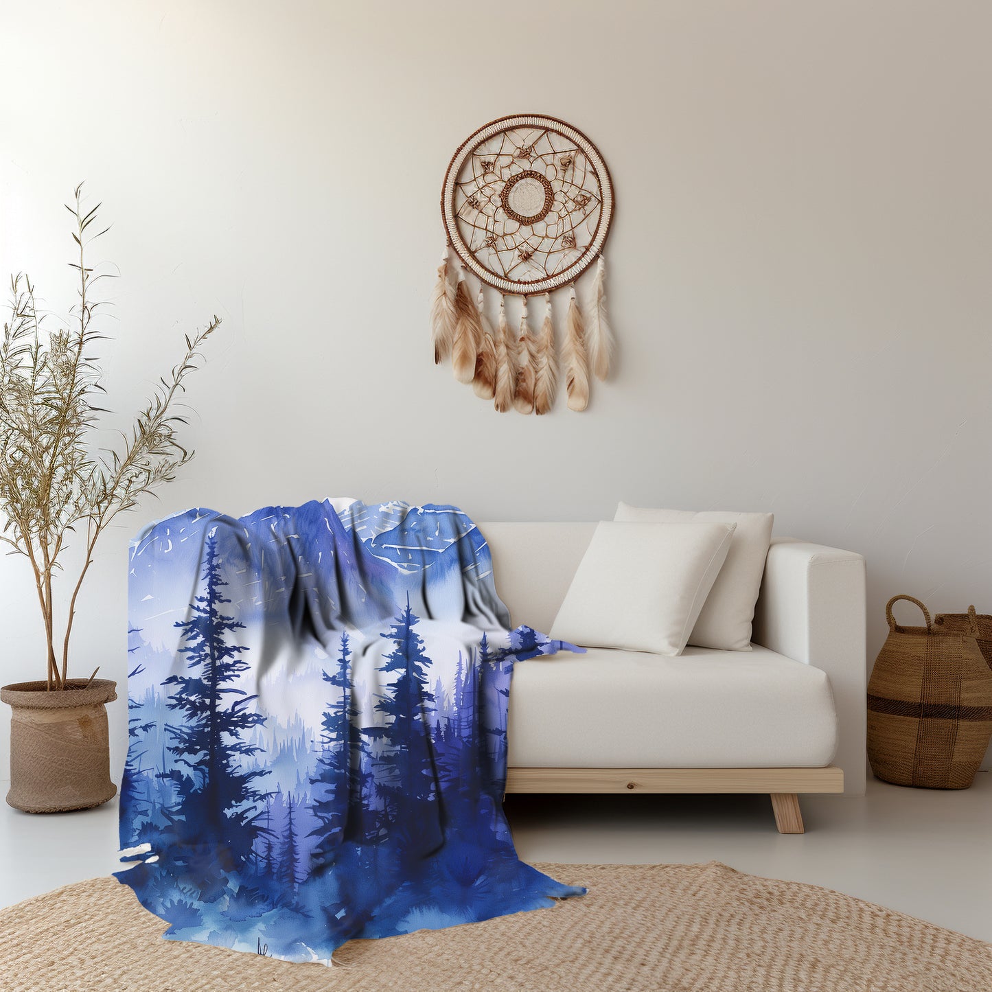 Velveteen Fleece Forest Blanket: Forest Serenity