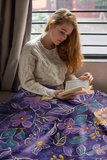 Purple Stellar Garden Velveteen Fleece Throw Blanket
