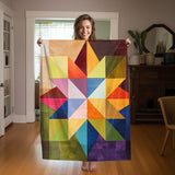 Kaleidoscope of Colors: A Vibrant Barn Quilt Velveteen Fleece Throw Blanket