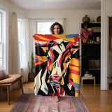 Abstract Expressionist Cow Velveteen Fleece Throw Blanket