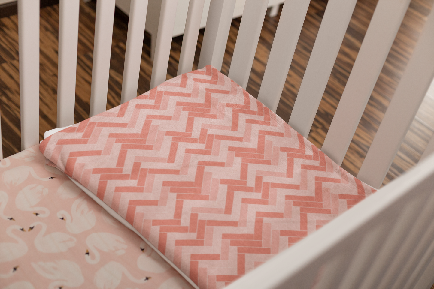 Pink Herringbone Zig Zag Lines Throw Blanket