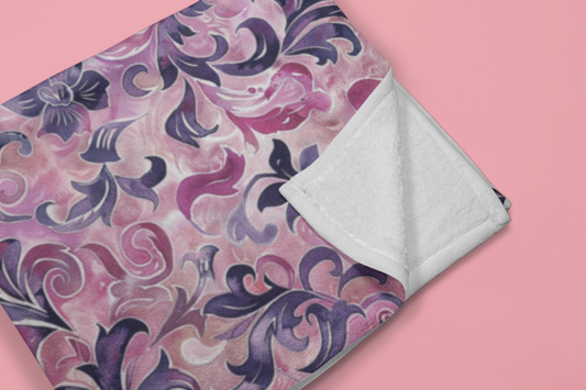 Pink and Purple Floral Flowers Throw Blanket
