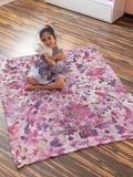 Floral Symphony in Pink and Magenta Velveteen Fleece Throw Blanket
