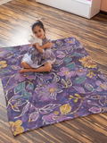 Purple Stellar Garden Velveteen Fleece Throw Blanket