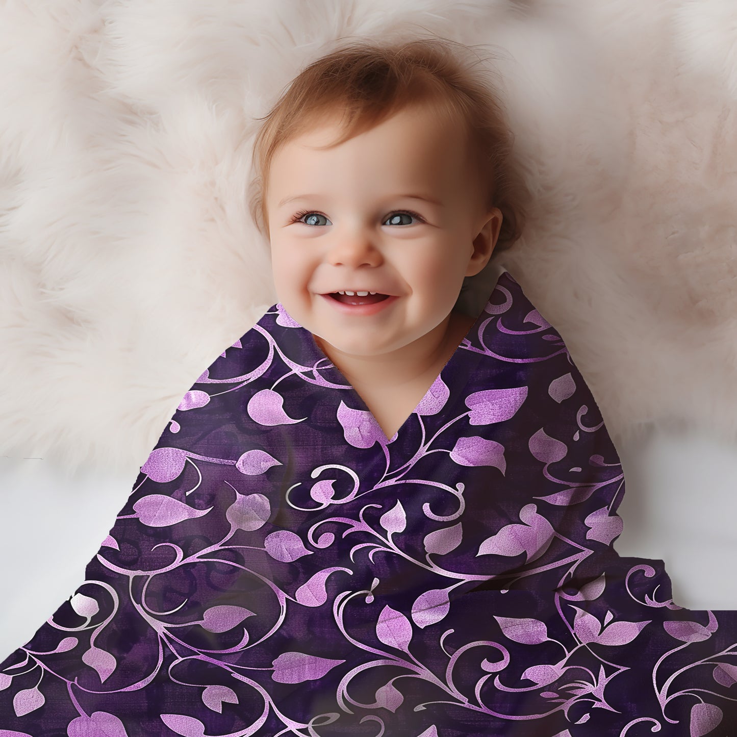 Midnight Whispers Lavender Vines - Velveteen Fleece Throw Blanket