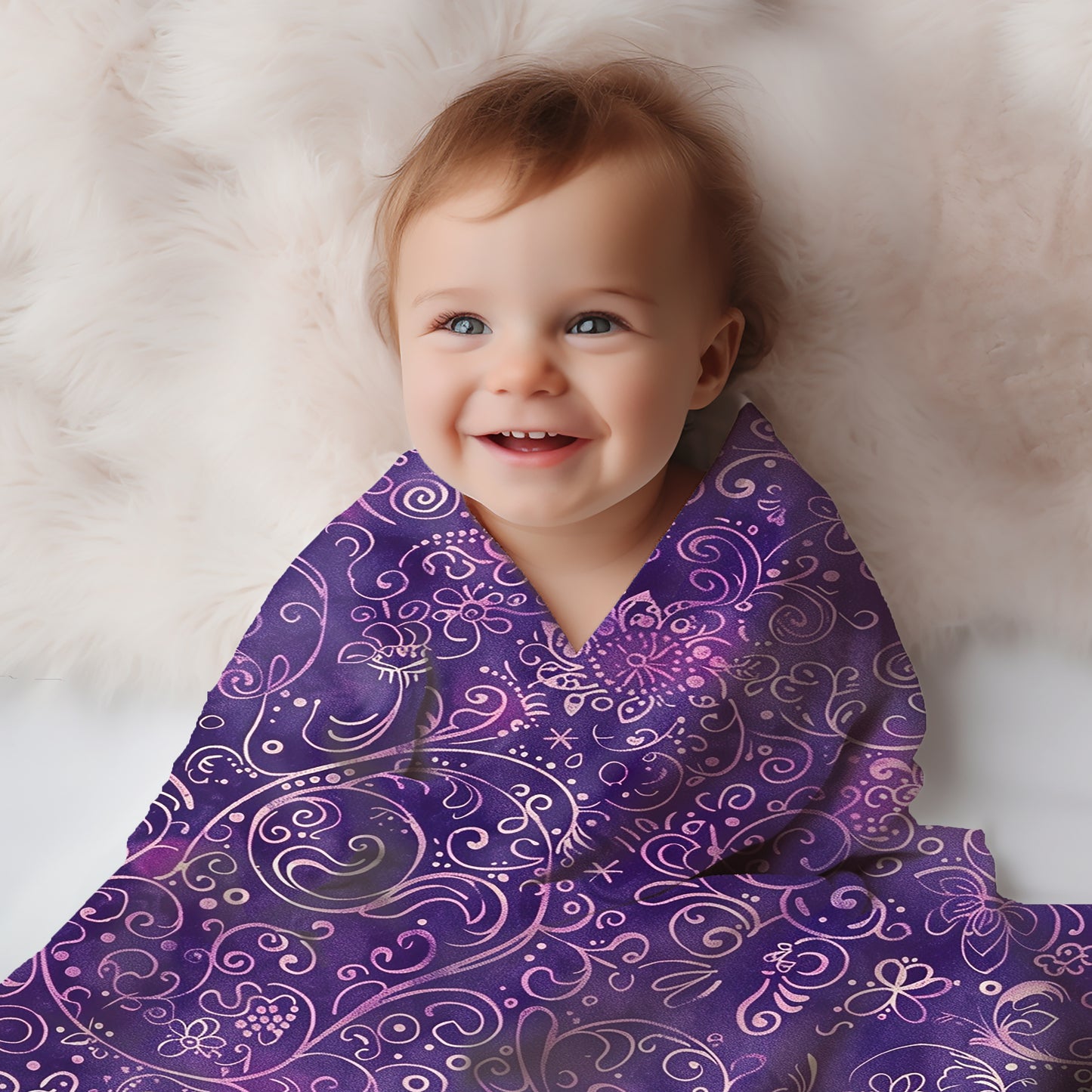 Enchanted Twilight Mystical Floral Swirls - Velveteen Fleece Throw Blanket