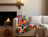 Vibrant Mosaic Cow Velveteen Fleece Throw Blanket