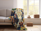 Floral Fable Cow Fleece Throw Blanket