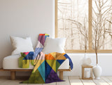 Kaleidoscope of Colors: A Vibrant Barn Quilt Velveteen Fleece Throw Blanket